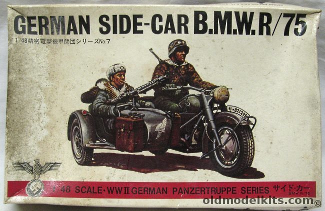 Bandai 1/48 German Side Car BMW R/75 Motorcycle - 1/48 Panzertruppe Series, 8227-150 plastic model kit